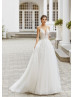 Spaghetti Straps Beaded Ivory Lace Tulle Fairy Wedding Dress